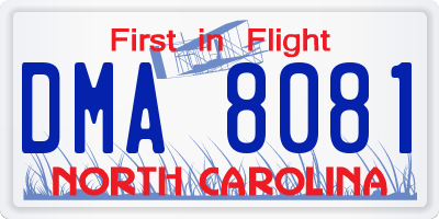 NC license plate DMA8081