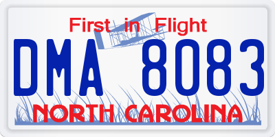 NC license plate DMA8083