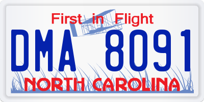 NC license plate DMA8091