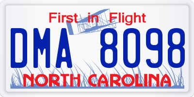 NC license plate DMA8098