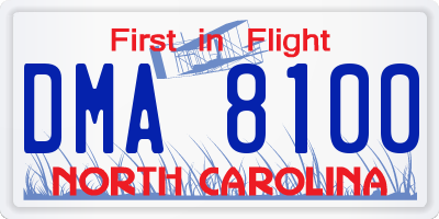 NC license plate DMA8100