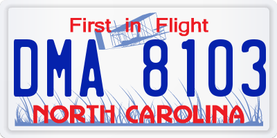 NC license plate DMA8103