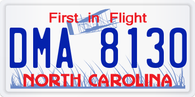 NC license plate DMA8130