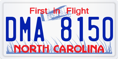 NC license plate DMA8150