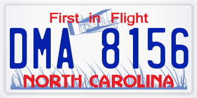 NC license plate DMA8156
