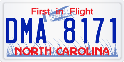NC license plate DMA8171