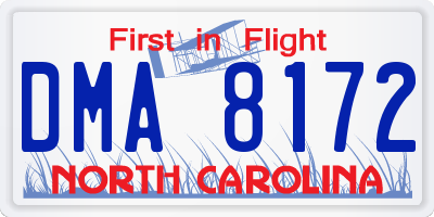 NC license plate DMA8172