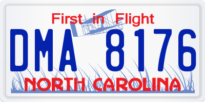 NC license plate DMA8176