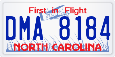 NC license plate DMA8184