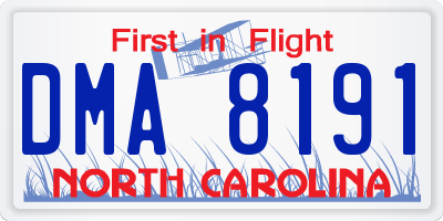 NC license plate DMA8191