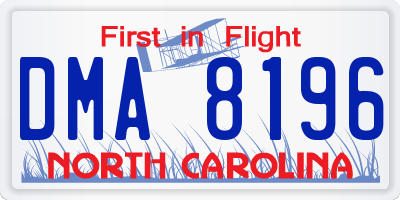NC license plate DMA8196