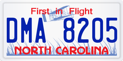 NC license plate DMA8205