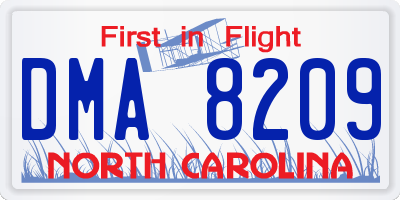 NC license plate DMA8209