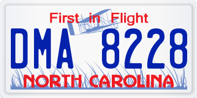 NC license plate DMA8228