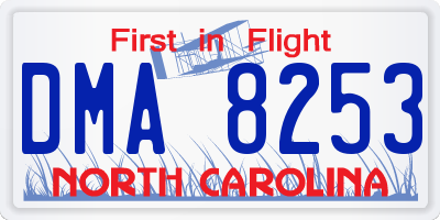 NC license plate DMA8253