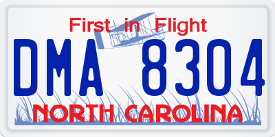 NC license plate DMA8304