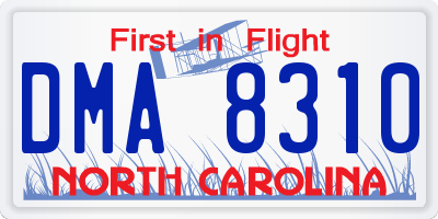 NC license plate DMA8310