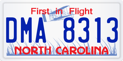 NC license plate DMA8313