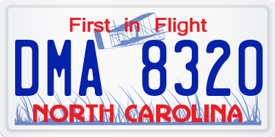 NC license plate DMA8320