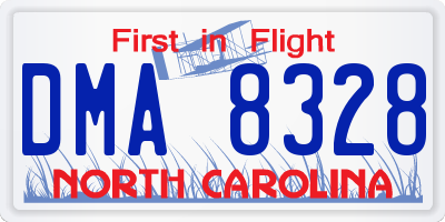 NC license plate DMA8328
