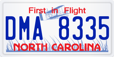 NC license plate DMA8335