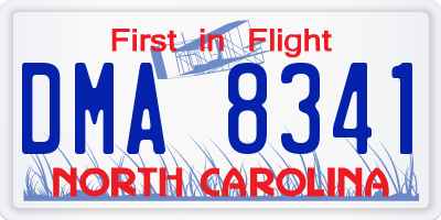 NC license plate DMA8341