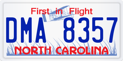 NC license plate DMA8357