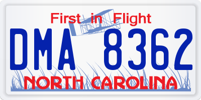 NC license plate DMA8362