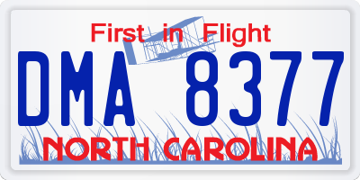 NC license plate DMA8377