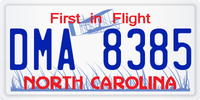 NC license plate DMA8385