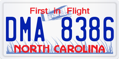 NC license plate DMA8386