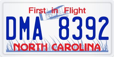 NC license plate DMA8392