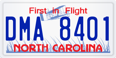 NC license plate DMA8401