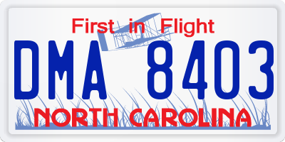NC license plate DMA8403