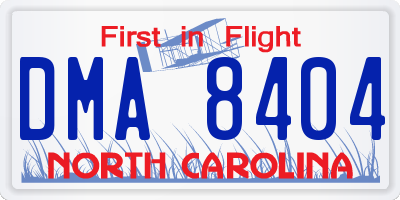 NC license plate DMA8404