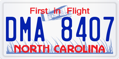 NC license plate DMA8407