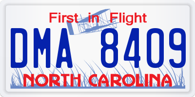 NC license plate DMA8409