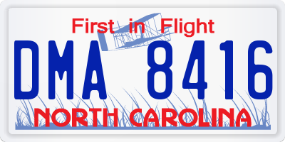 NC license plate DMA8416