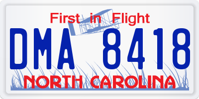NC license plate DMA8418