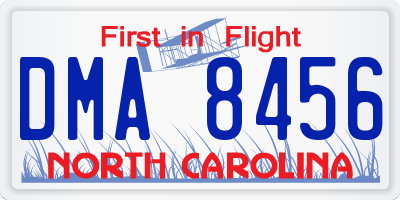 NC license plate DMA8456