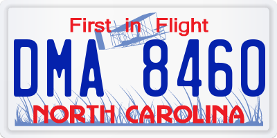 NC license plate DMA8460