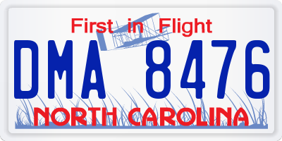 NC license plate DMA8476