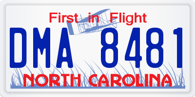 NC license plate DMA8481