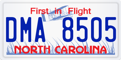 NC license plate DMA8505