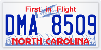NC license plate DMA8509