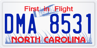 NC license plate DMA8531