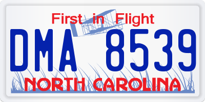 NC license plate DMA8539