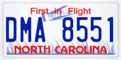 NC license plate DMA8551