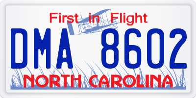 NC license plate DMA8602
