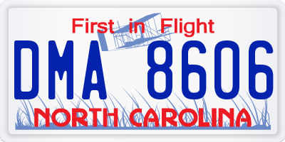 NC license plate DMA8606